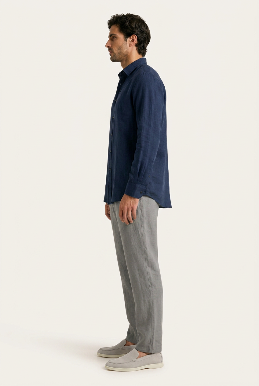Belluno Camisa de Lino Navy