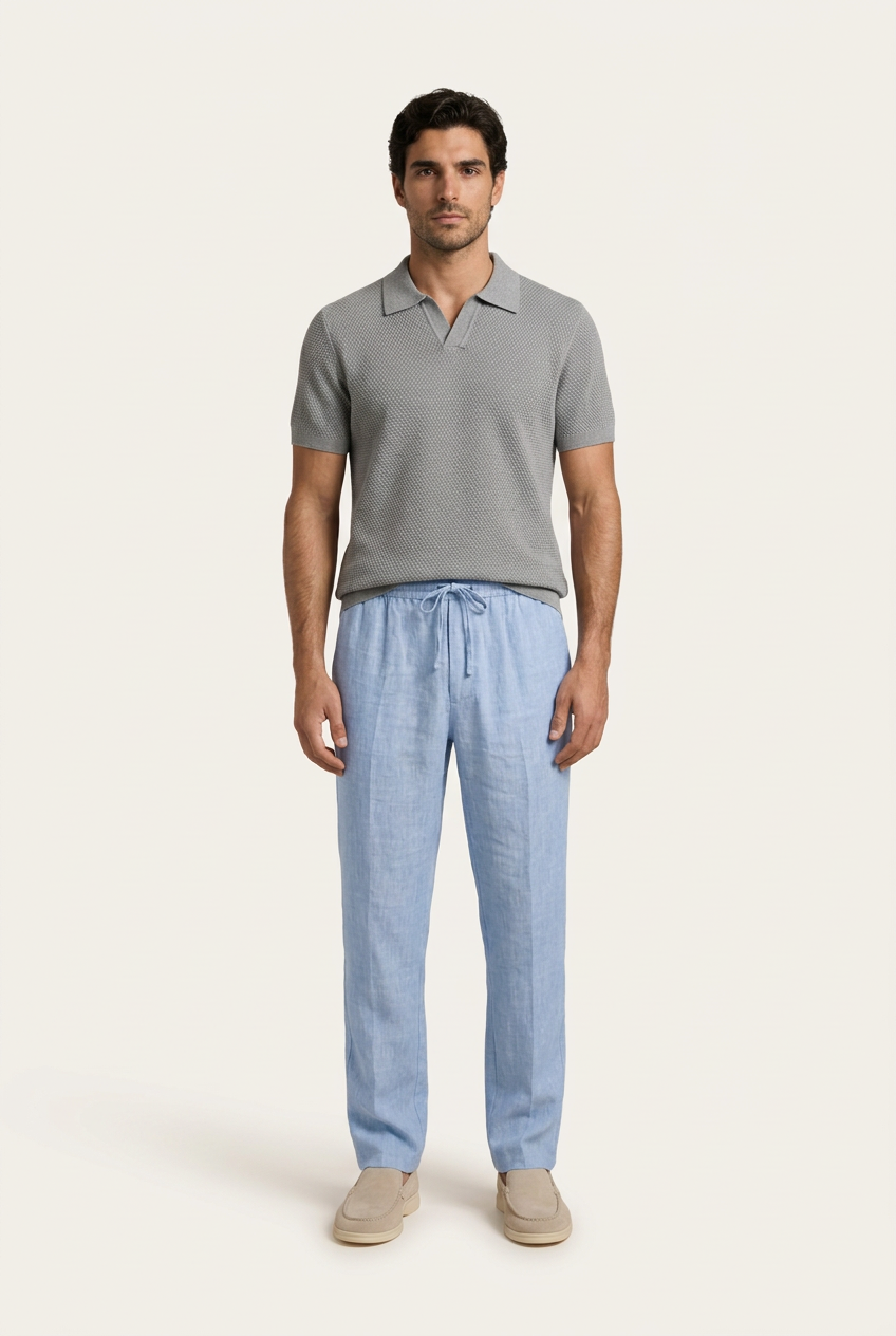 Bellagio Pantalón de Lino Azul Claro
