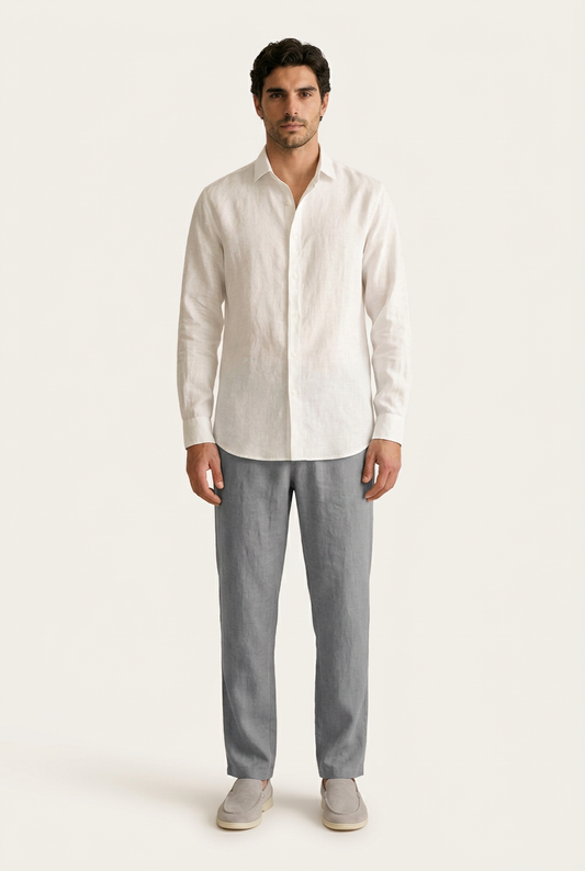 Belluno Camisa de Lino Blanc