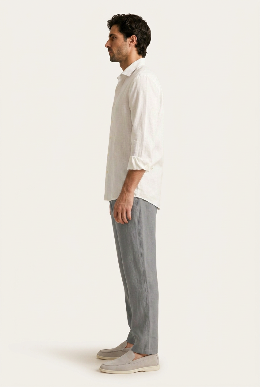 Belluno Camisa de Lino Blanc