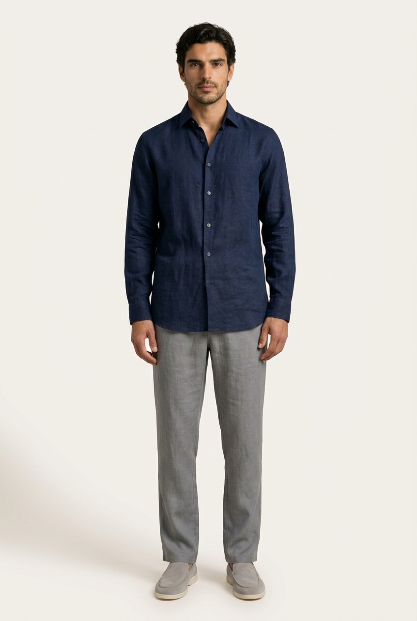 Belluno Camisa de Lino Navy