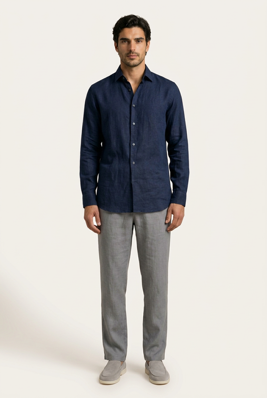 Belluno Camisa de Lino Navy