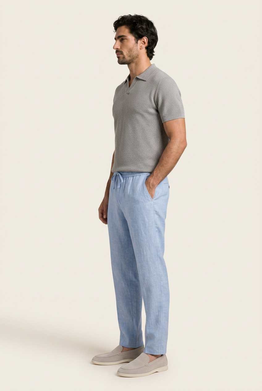 Bellagio Pantalón de Lino Azul Claro